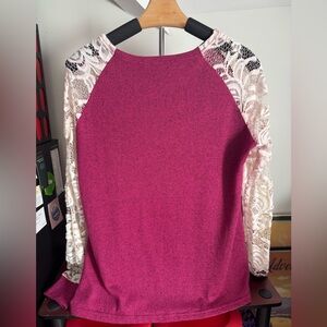 Lacey Jersey Knit Long Sleeve Shirt